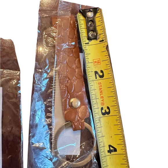 Faux Crocodile Skin Leather Light Brown Keychain with Loop - Picture 3 of 3